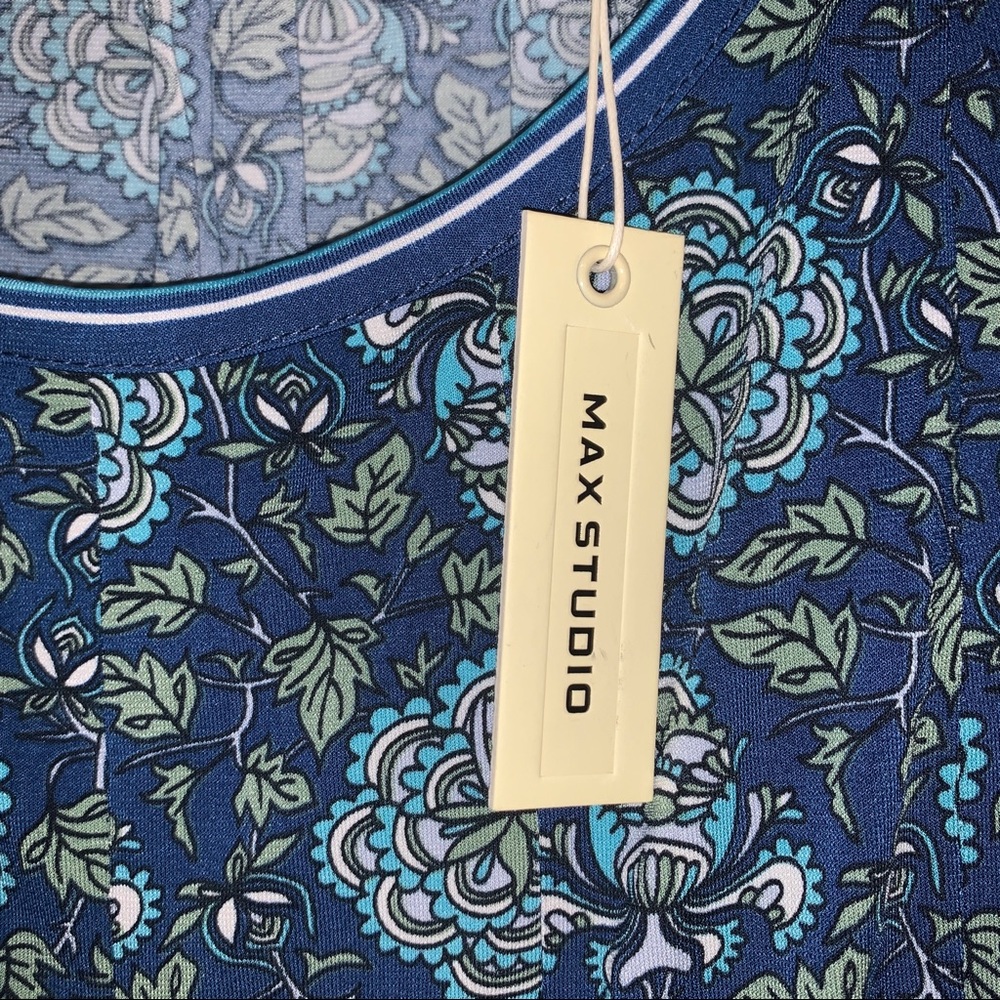 Max Studio Women's Sleeveless Blue Floral Dress Size Large - Picture 6 of 8